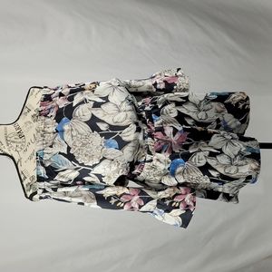 {Easel} Floral Romper Bell Sleeve Off Shoulder Pockets Evening Event Wedding